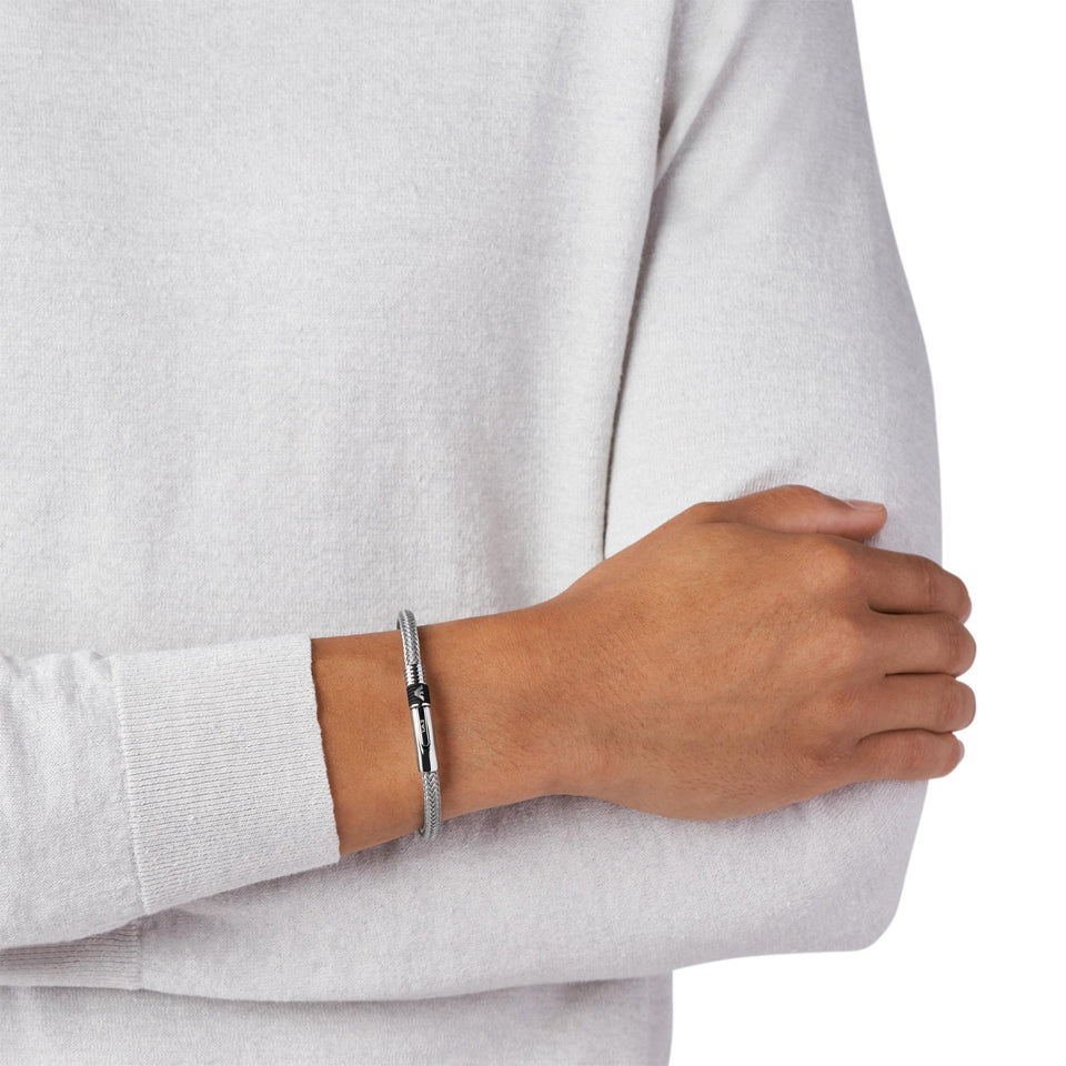 Emporio Armani Men's Eagle Logo Stainless Steel Woven Bracelet