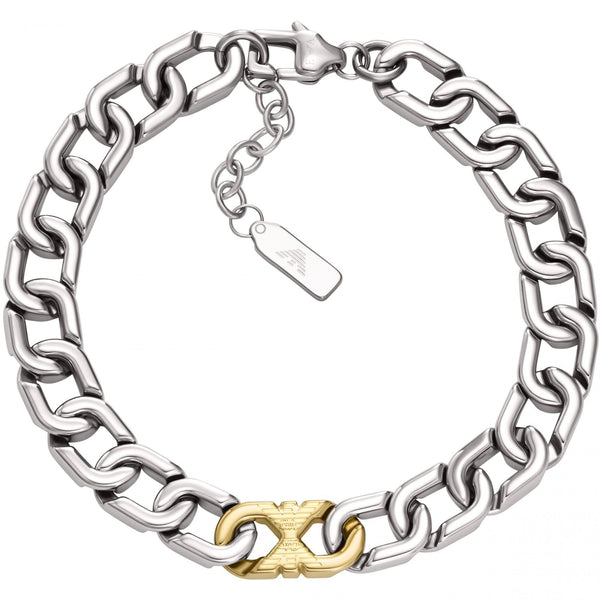 Emporio Armani Men's Eagle Logo Two Tone Chain Bracelet