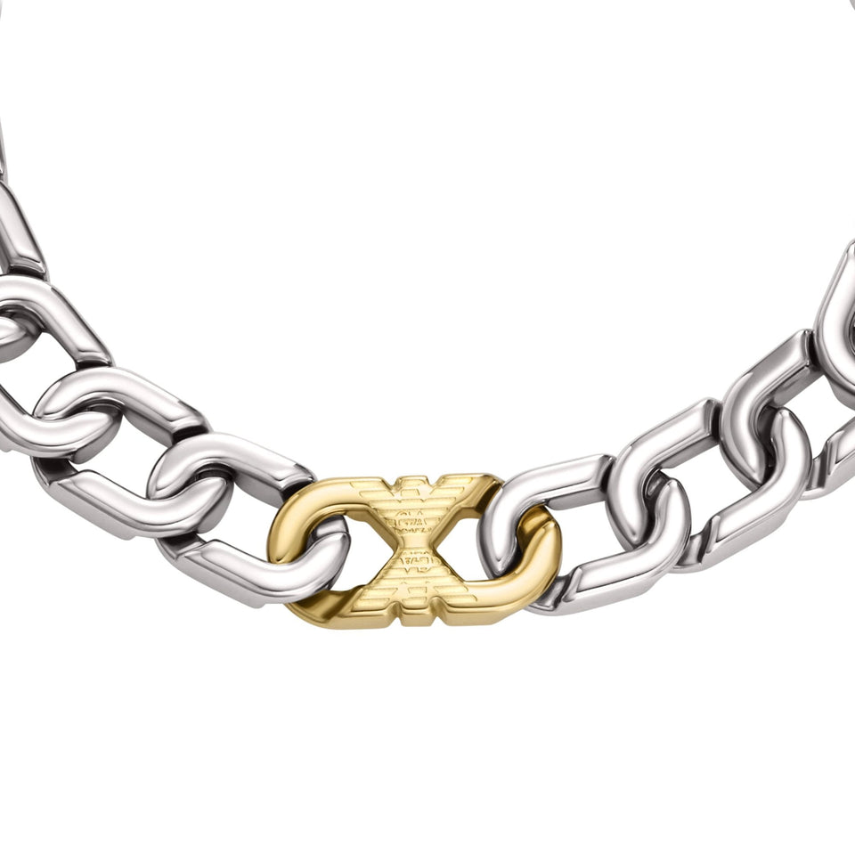Emporio Armani Men's Eagle Logo Two Tone Chain Bracelet