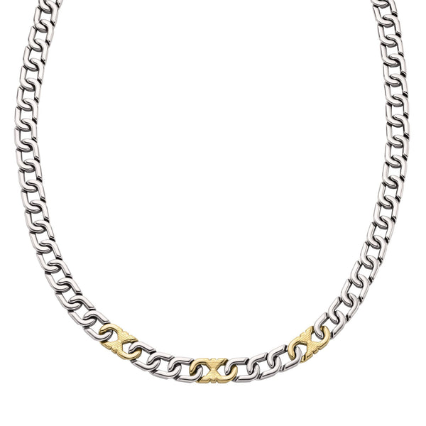 Emporio Armani Men's Eagle Logo Two Tone Chain Necklace