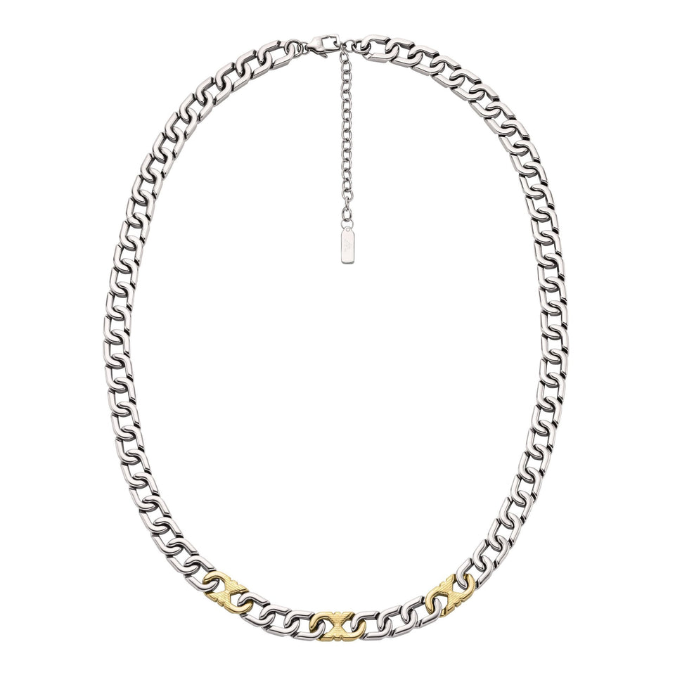 Emporio Armani Men's Eagle Logo Two Tone Chain Necklace