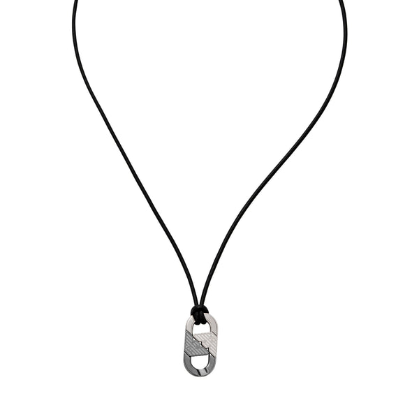 Emporio Armani Men's Eagle Logo Two Tone Leather Necklace