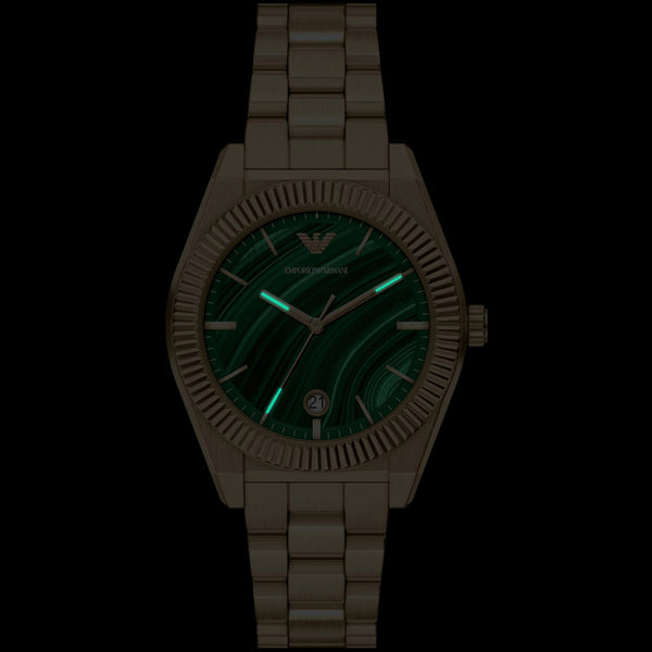 Emporio Armani Men's Federico Green Dial 37mm Gold Plated Watch