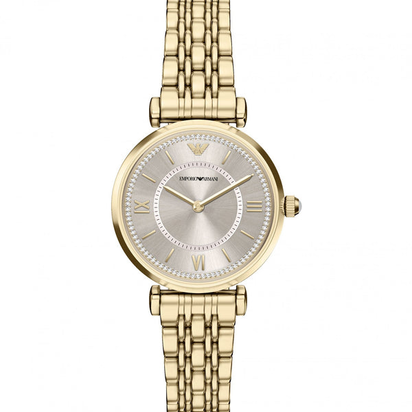 Emporio Armani Ladies Gianni Gold Plated T-Bar Bracelet Watch