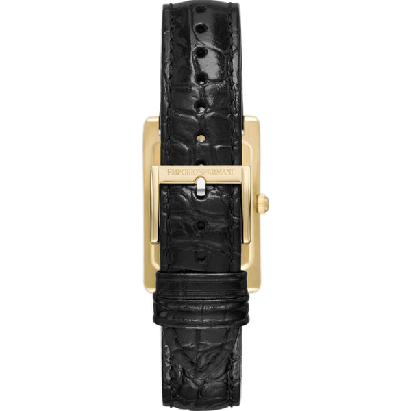 Emporio Armani Men's Gino 38mm Black Dial Leather Strap Watch