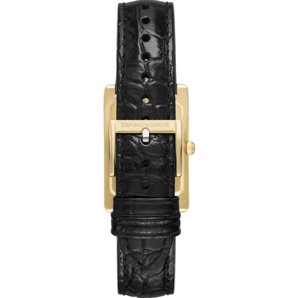 Emporio Armani Men's Gino 38mm Black Dial Leather Strap Watch