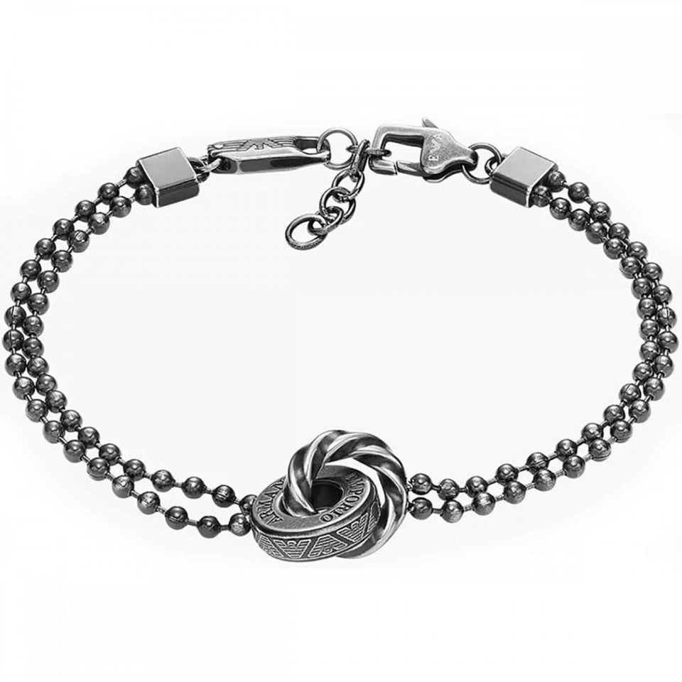 Emporio Armani Men's Iconic Black Interlocked Chain Bracelet