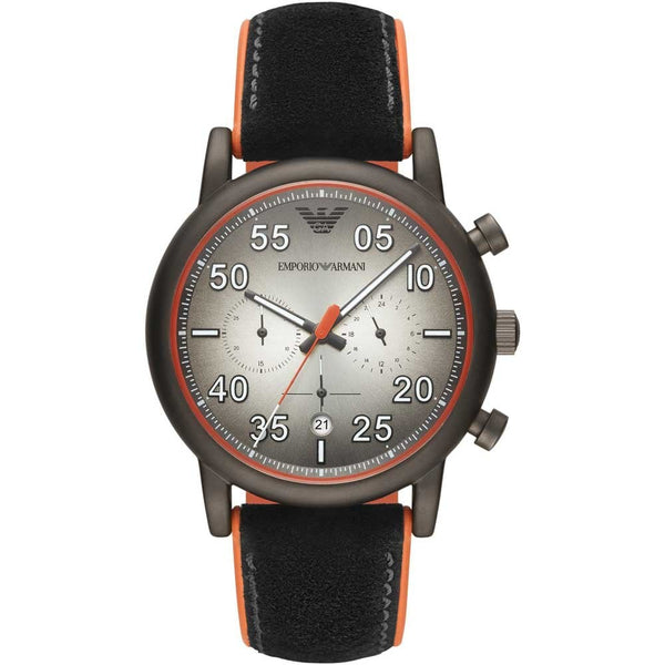 Emporio Armani Men's Lugi Black Leather Chronograph Watch