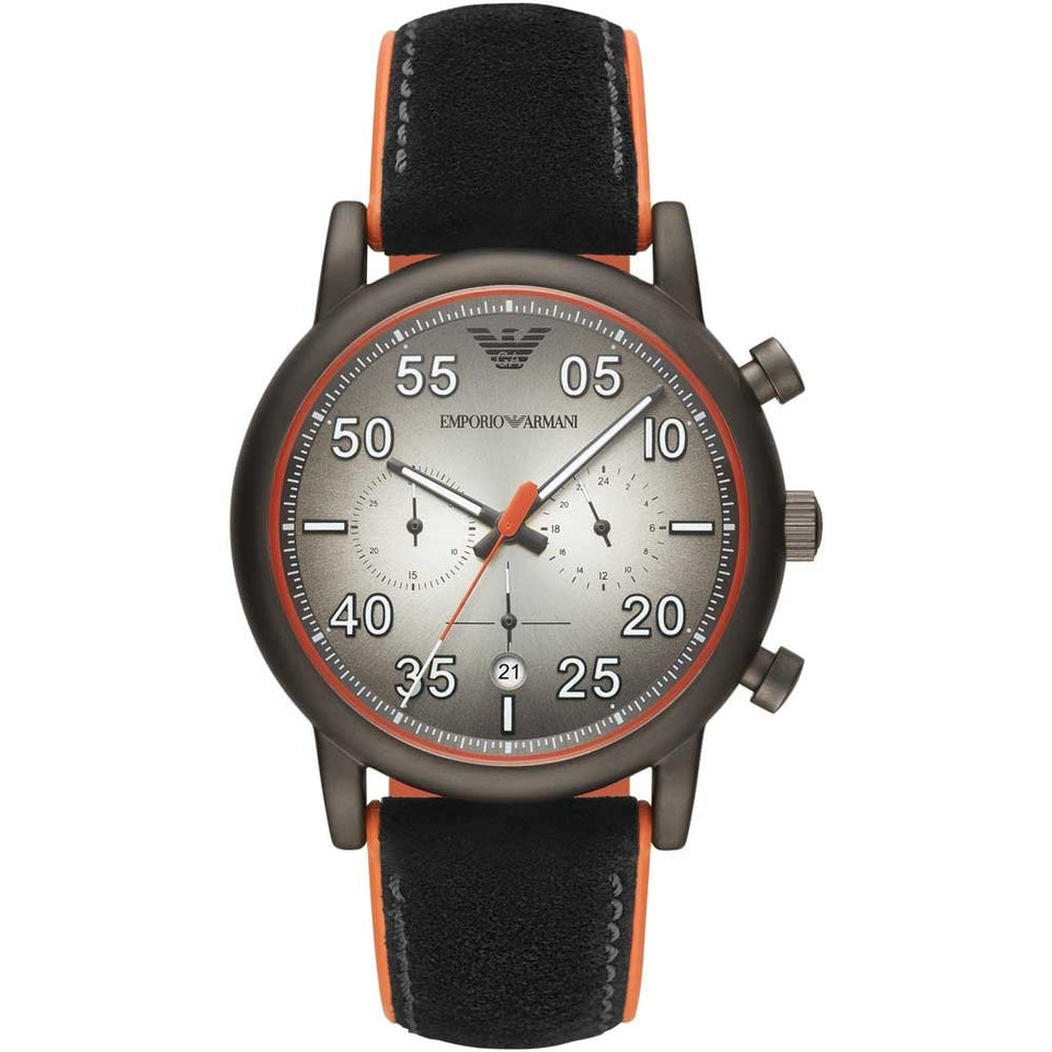 Emporio Armani Men's Lugi Black Leather Chronograph Watch