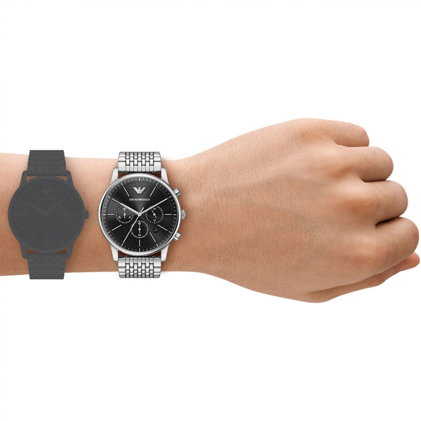 Emporio Armani Men's Minimalist 42mm Black Dial Bracelet Watch