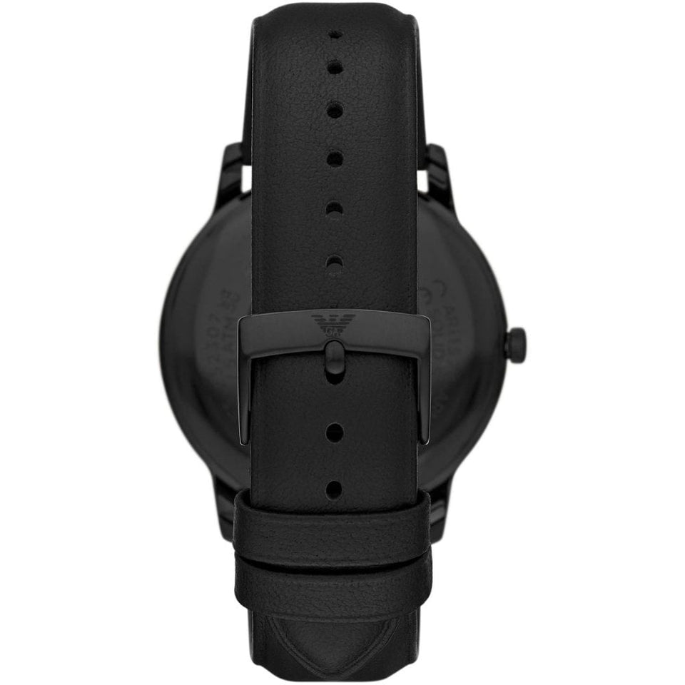Emporio Armani Men's Minimalist 42mm Black Leather Strap Watch