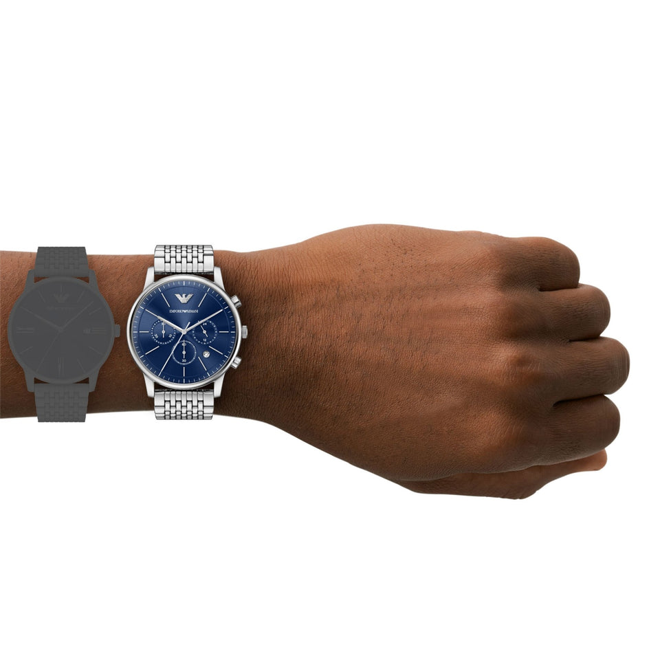 Emporio Armani Men's Minimalist 42mm Blue Dial Bracelet Watch