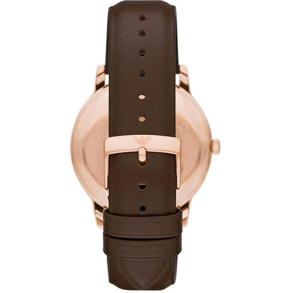 Emporio Armani Men's Minimalist 42mm Brown Leather Strap Watch