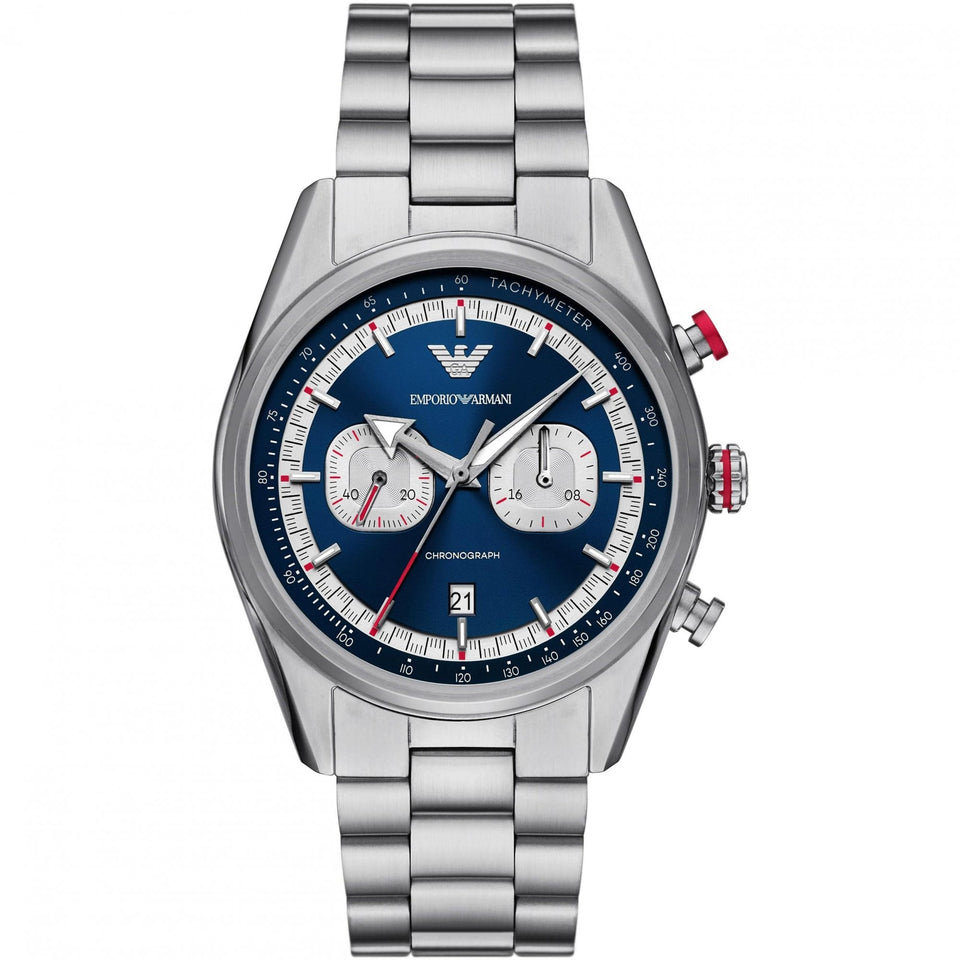 Emporio Armani Men's Racer 42mm Blue Dial Chronograph Watch