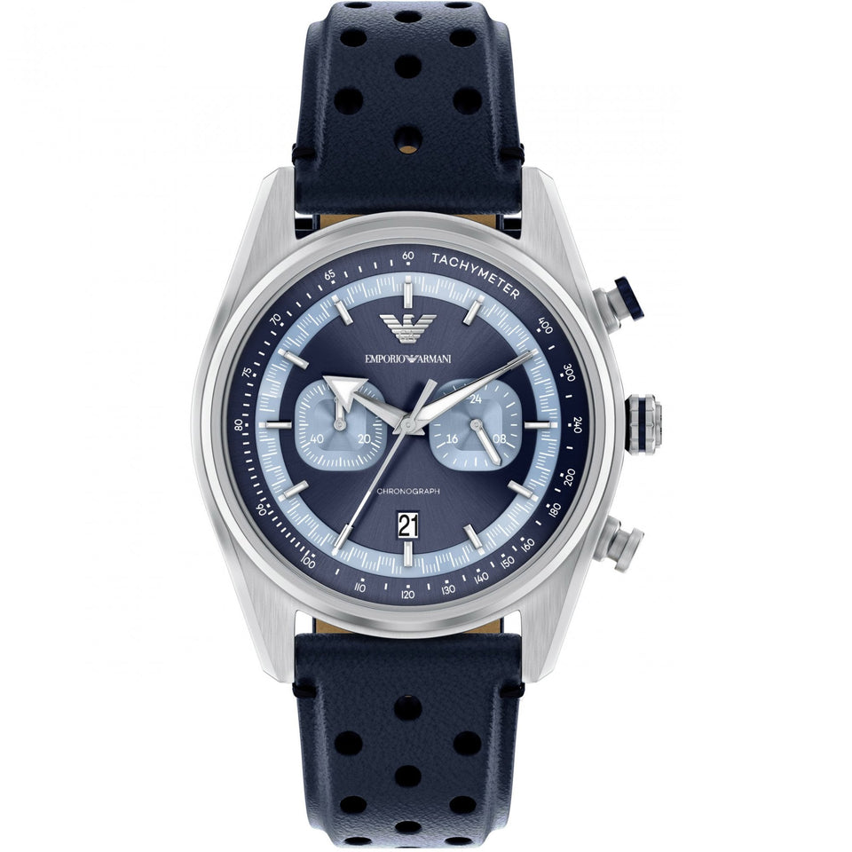 Emporio Armani Men's Racer 42mm Blue Dial Racer Strap Watch