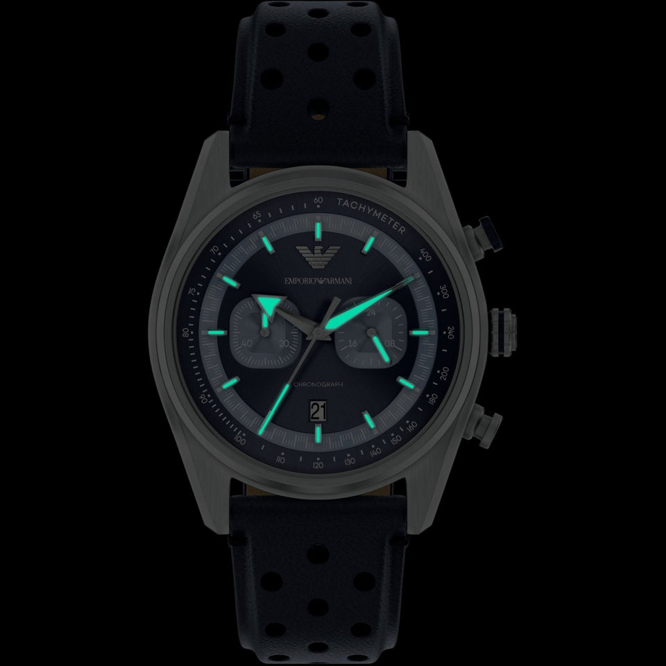 Emporio Armani Men's Racer 42mm Blue Dial Racer Strap Watch