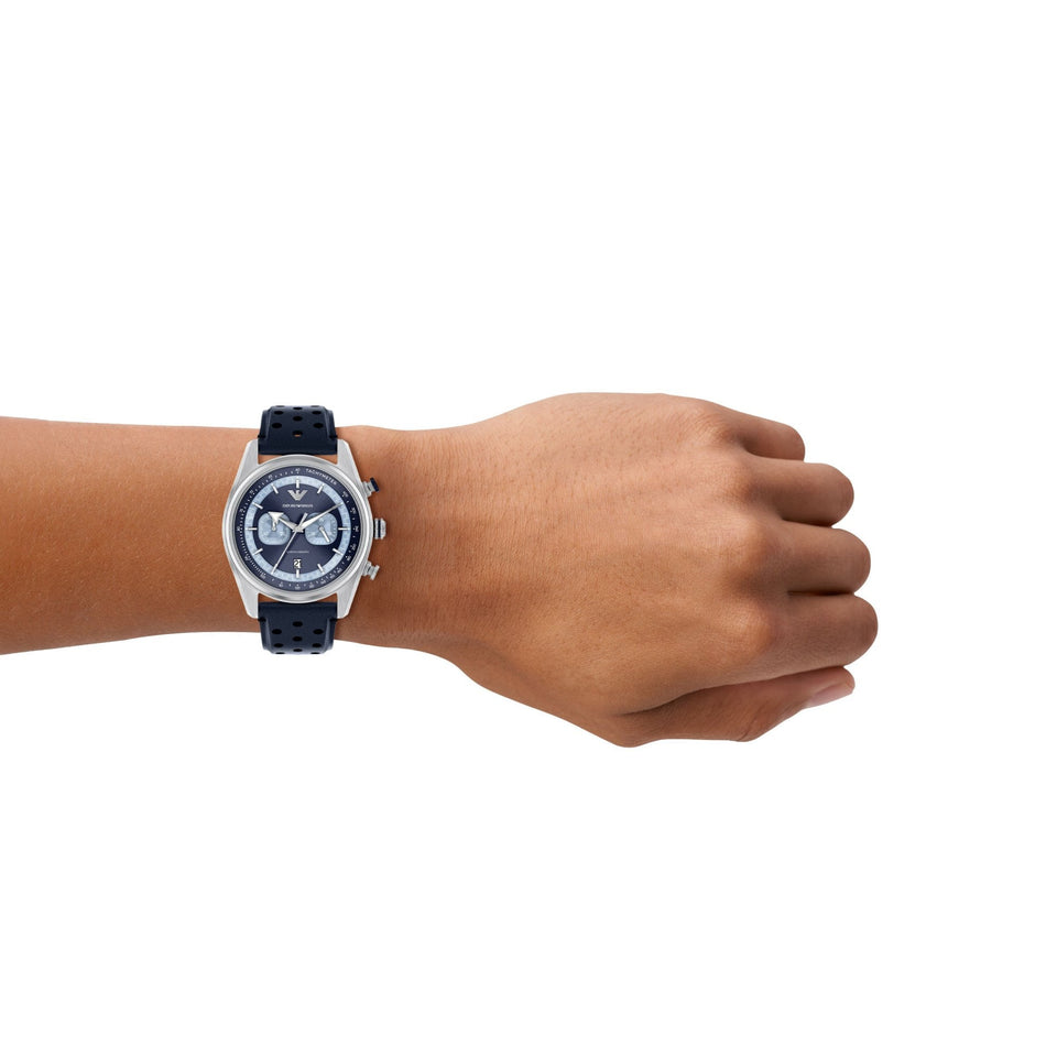 Emporio Armani Men's Racer 42mm Blue Dial Racer Strap Watch