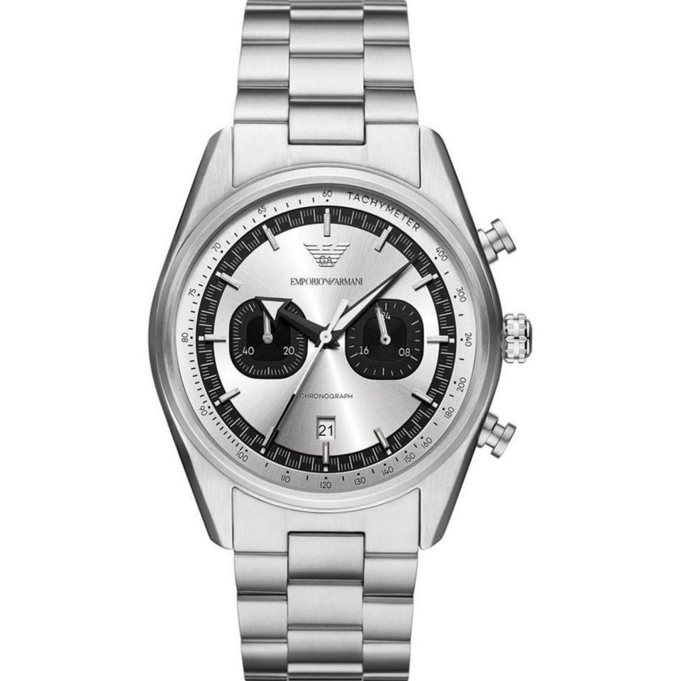 Emporio Armani Men's Racer Silver Dial Chronograph Watch
