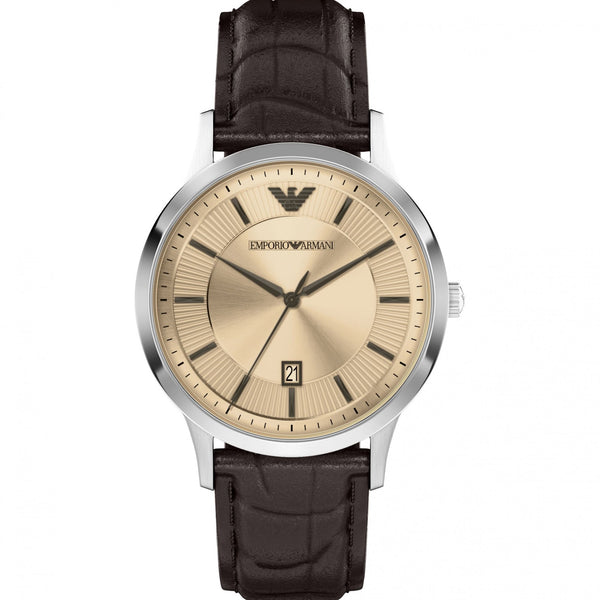 Emporio Armani Men's Renato 43mm Brown Leather Strap