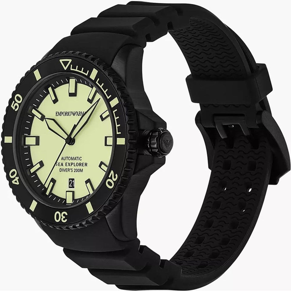 Emporio Armani Men's Sea Explorer Automatic Silicone Strap Watch