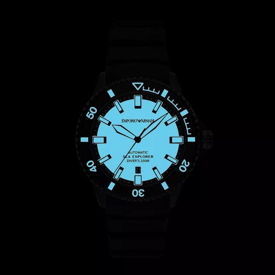 Emporio Armani Men's Sea Explorer Automatic Silicone Strap Watch