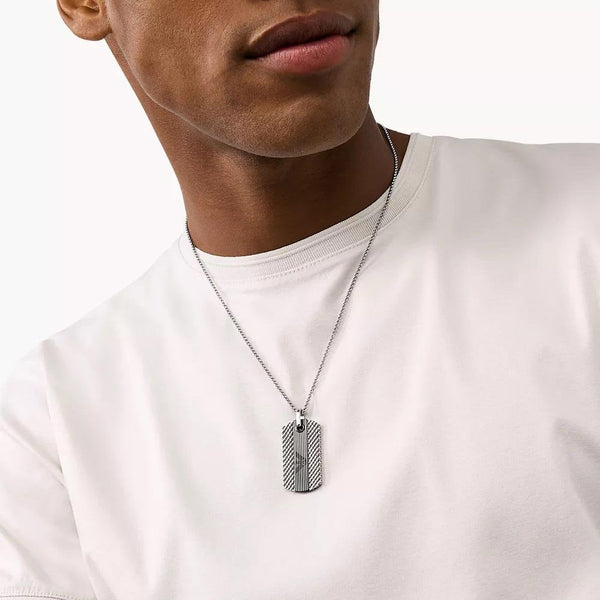 Emporio Armani Men's Stainless Steel Detailed Dog Tag Necklace