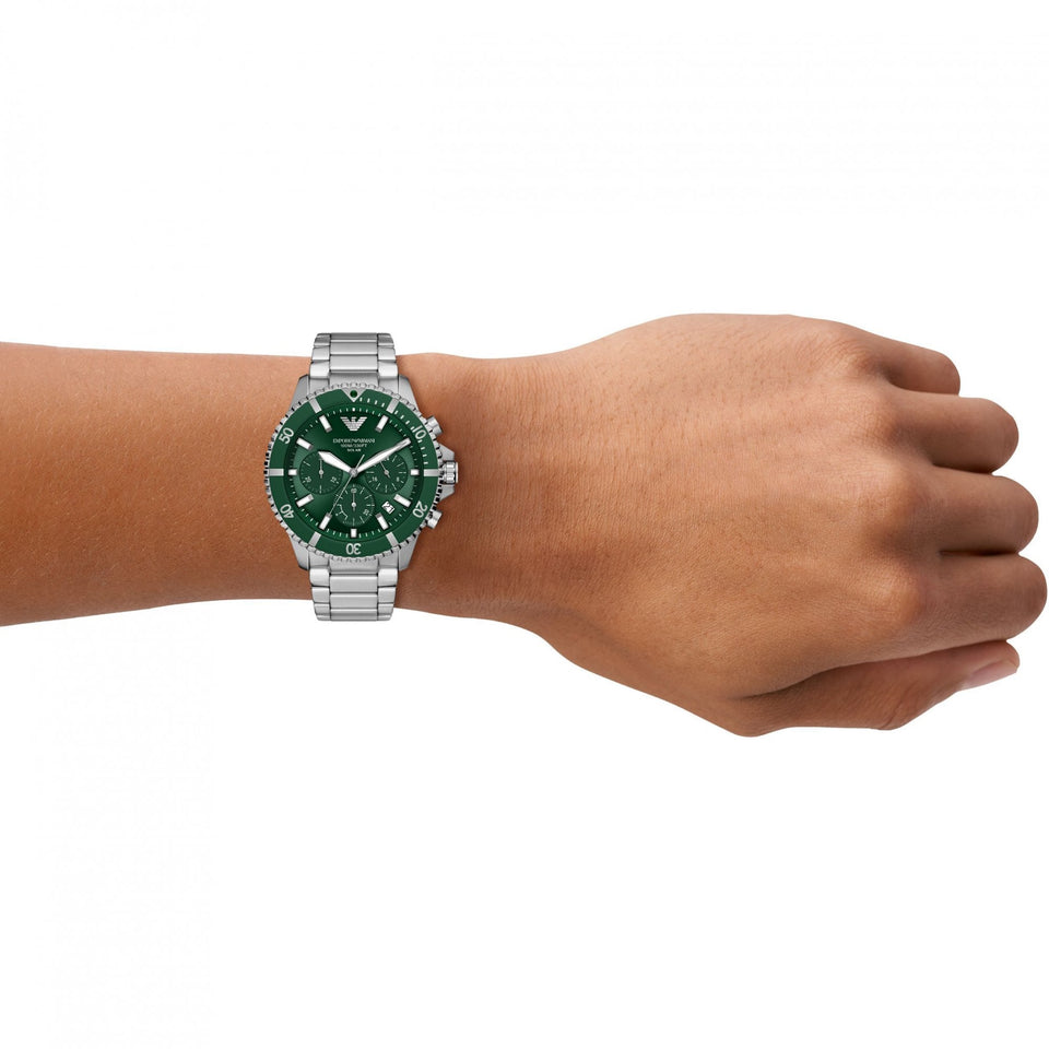 Emporio Armani Men's World Explorer 43mm Green Dial Bracelet Watch