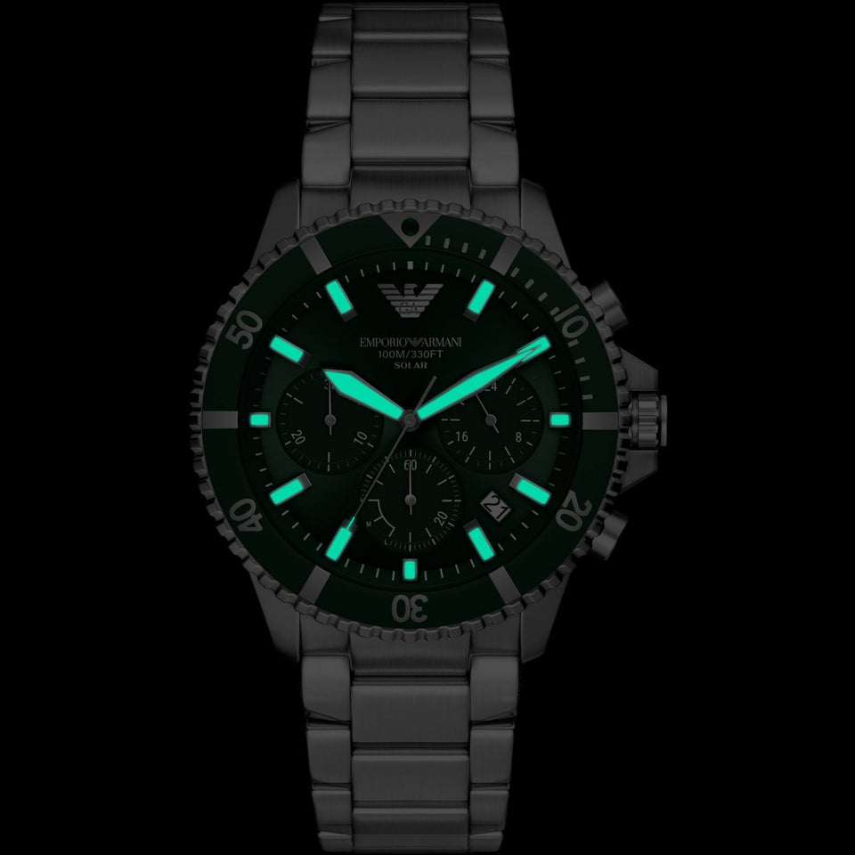 Emporio Armani Men's World Explorer 43mm Green Dial Bracelet Watch