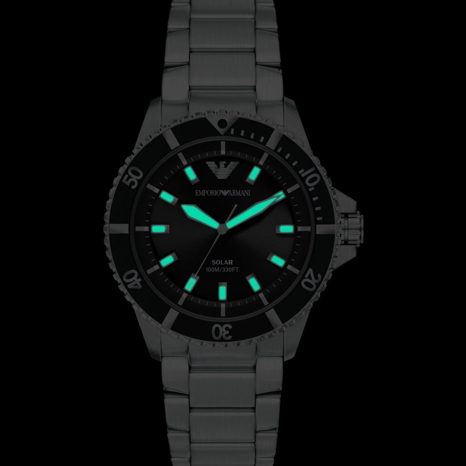 Emporio Armani Men's World Explorer Black Dial 42mm Bracelet Watch