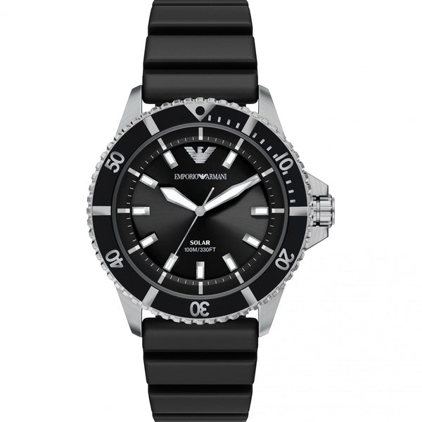 Emporio Armani Men's World Explorer Black Dial Silicone Strap Watch