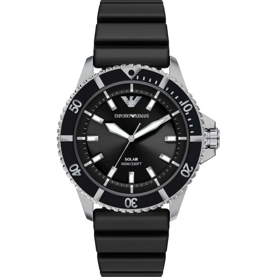 Emporio Armani Men's World Explorer Black Dial Silicone Strap Watch