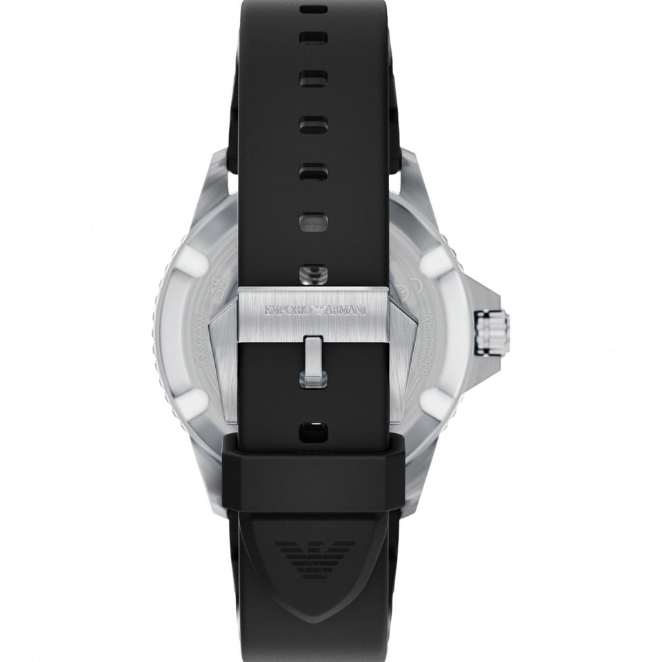 Emporio Armani Men's World Explorer Black Dial Silicone Strap Watch