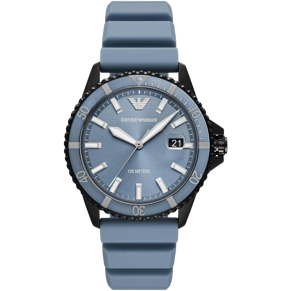 Emporio Armani Men's World Explorer Blue Dial Silicone Strap Watch