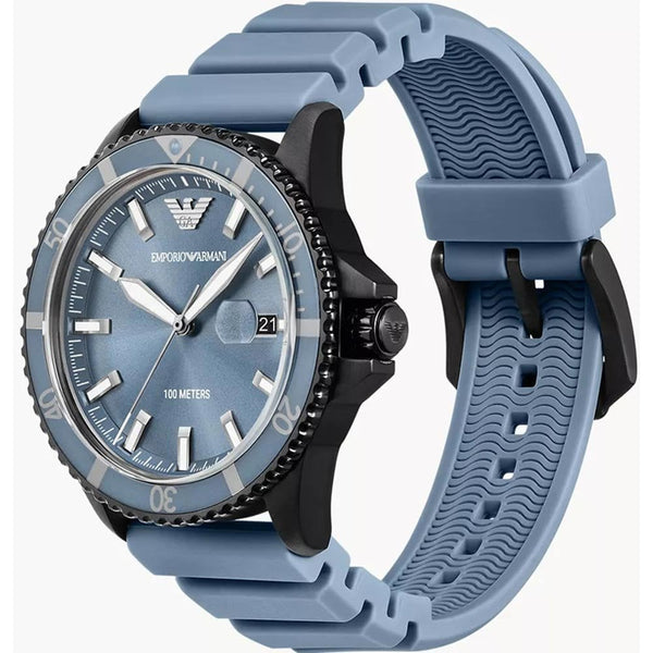 Emporio Armani Men's World Explorer Blue Dial Silicone Strap Watch