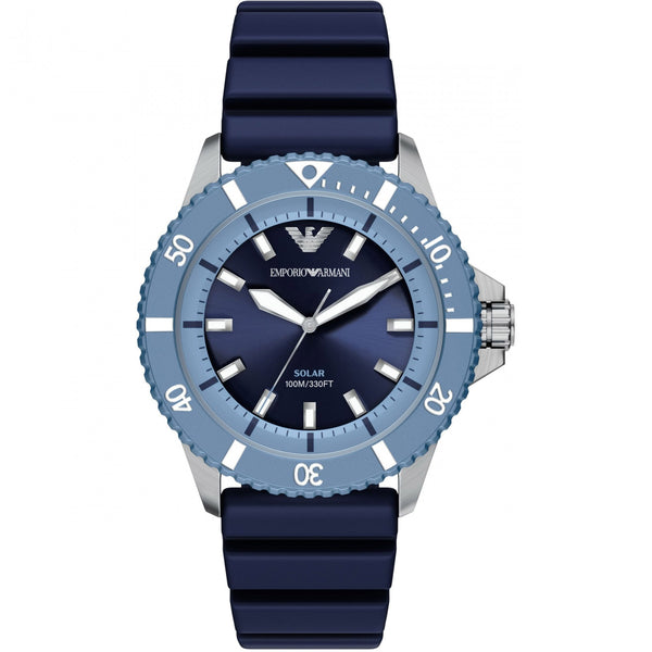 Emporio Armani Men's World Explorer Blue Dial Silicone Strap Watch