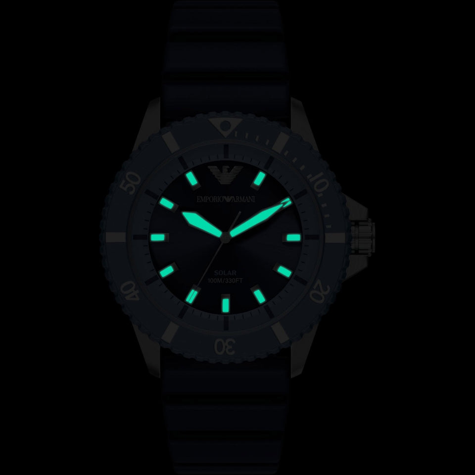 Emporio Armani Men's World Explorer Blue Dial Silicone Strap Watch