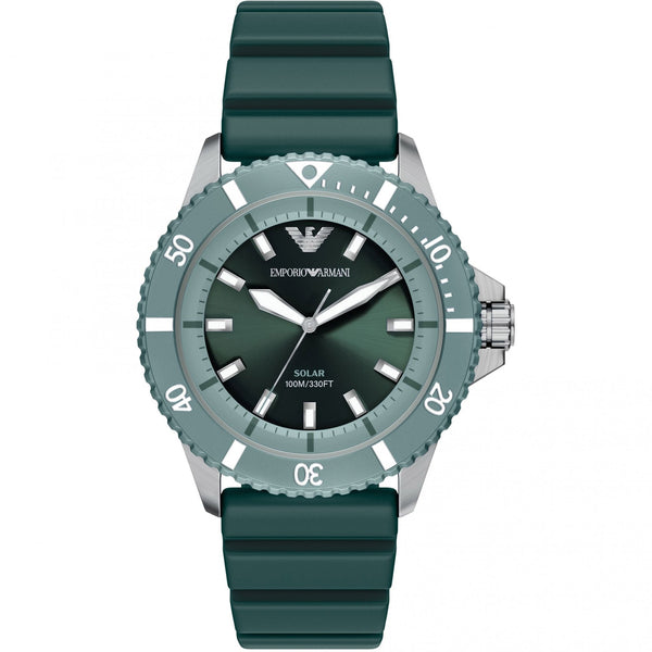 Emporio Armani Men's World Explorer Green Silicone Strap Watch