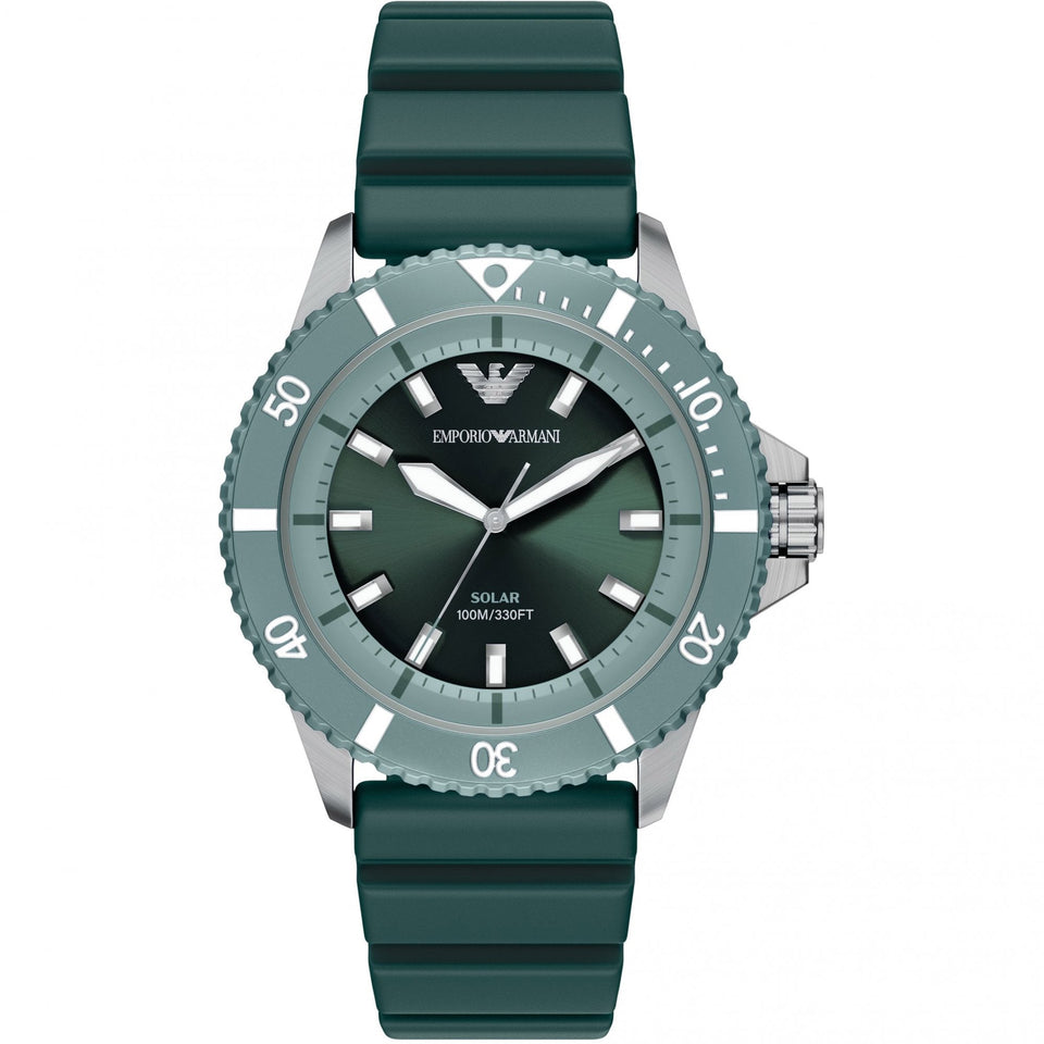 Emporio Armani Men's World Explorer Green Silicone Strap Watch