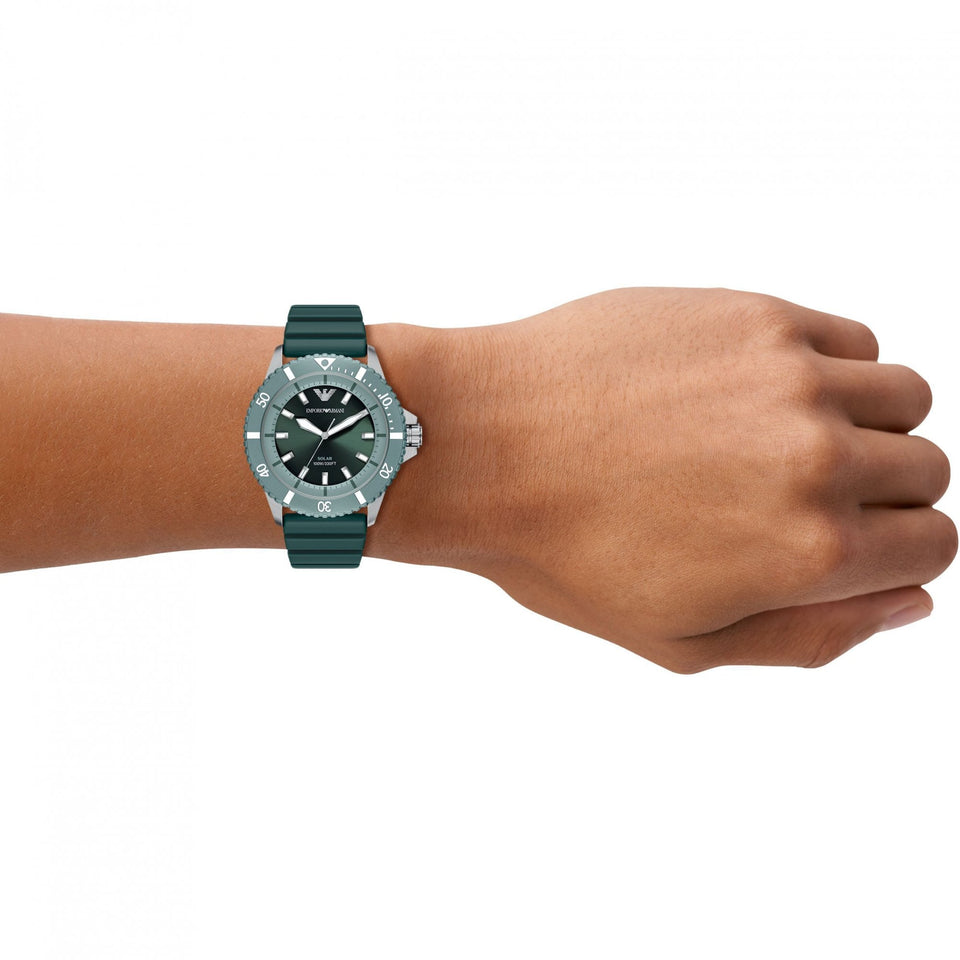 Emporio Armani Men's World Explorer Green Silicone Strap Watch