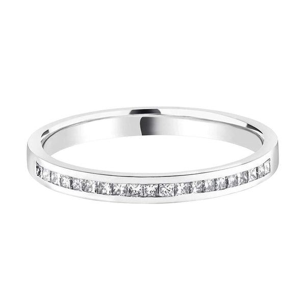 Francis & Gaye Flat Court Wedding Ring With Channel Set Princess Diamonds