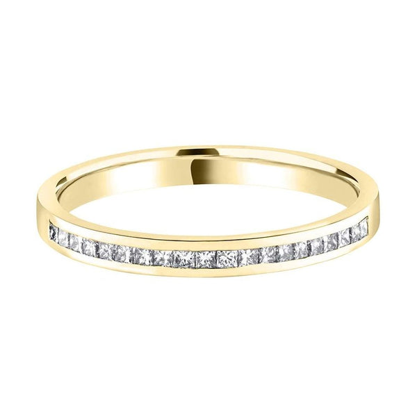 Francis & Gaye Flat Court Wedding Ring With Channel Set Princess Diamonds