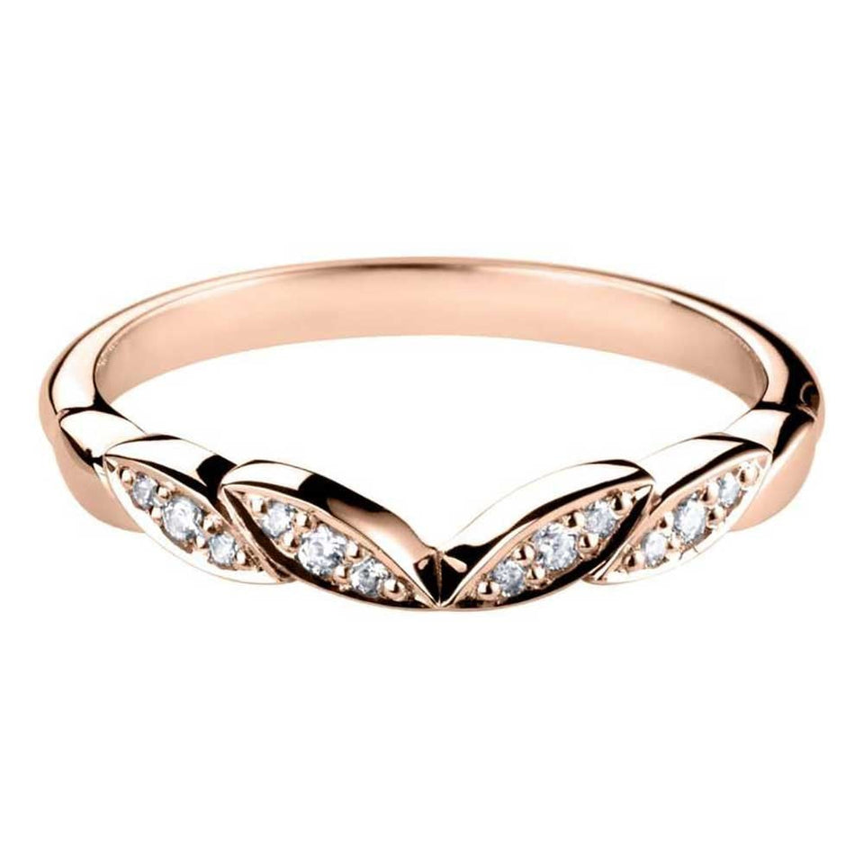 Francis & Gaye Floral-Inspired V Silhouette Diamond Shaped Band
