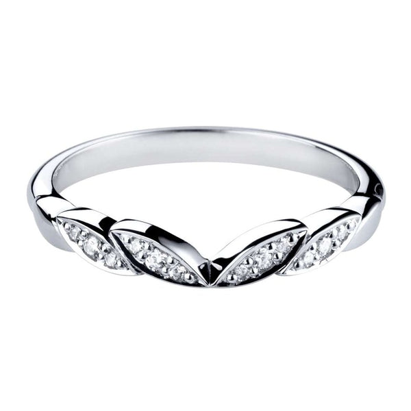 Francis & Gaye Floral-Inspired V Silhouette Diamond Shaped Band