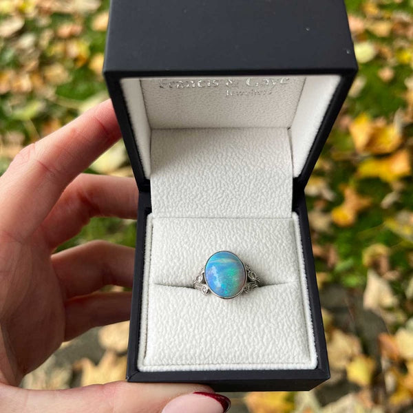 Francis & Gaye PRE-LOVED 14ct White Gold Opal & Diamond Dress Ring