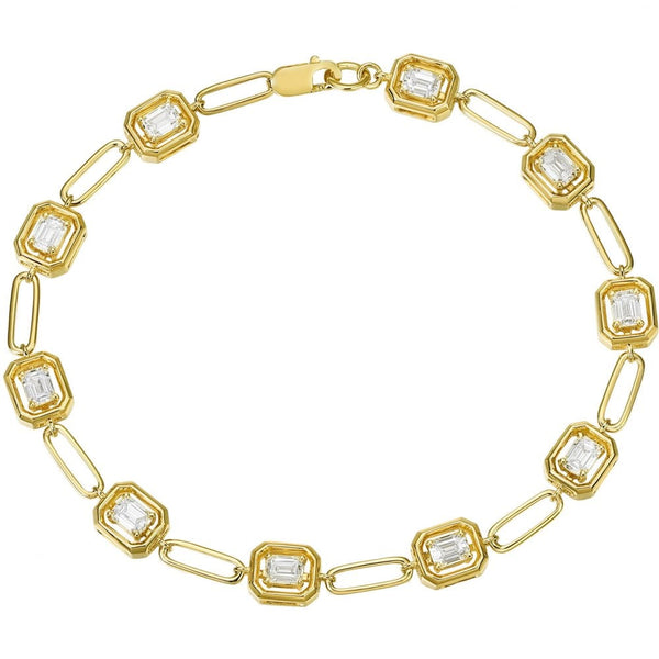 Francis & Gaye Smiling Rocks 14ct Yellow Gold Laboratory Created Diamond Emerald Cut Bracelet