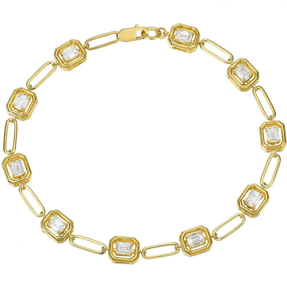 Francis & Gaye Smiling Rocks 14ct Yellow Gold Laboratory Created Diamond Emerald Cut Bracelet