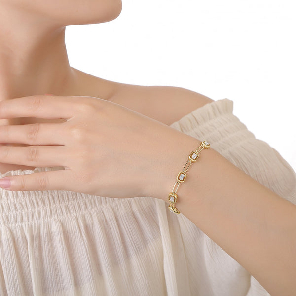 Francis & Gaye Smiling Rocks 14ct Yellow Gold Laboratory Created Diamond Emerald Cut Bracelet