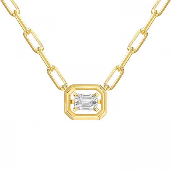Francis & Gaye Smiling Rocks 14ct Yellow Gold Laboratory Created Diamond Emerald Cut Necklace