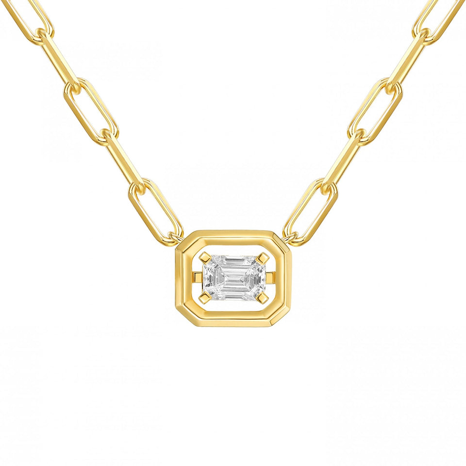 Francis & Gaye Smiling Rocks 14ct Yellow Gold Laboratory Created Diamond Emerald Cut Necklace