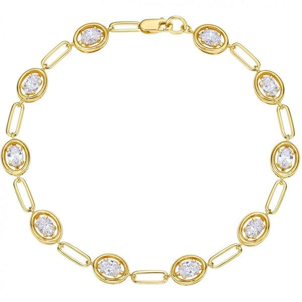 Francis & Gaye Smiling Rocks 14ct Yellow Gold Laboratory Created Diamond Oval Cut Bracelet